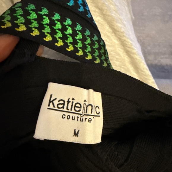 Katie J NYC Couture Rainbow bandage dress - Teen M Bodycon Mini, Mesh Waist, NYE - Picture 3 of 9